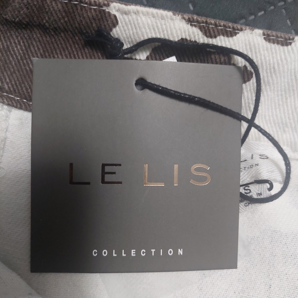 Le Lis Womens/Junior Sm Strapless Button Down Mini Dress Brown White Cow Print - Picture 6 of 11